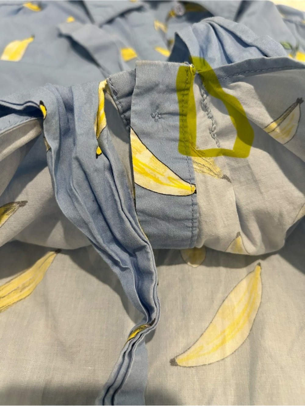 Milly Banana Print Bonnie Top - Blue Short-Sleeve Tie-Front Button-Down - Picture 12 of 12